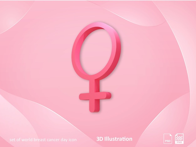 3D Illustration rendering world breast cancer day