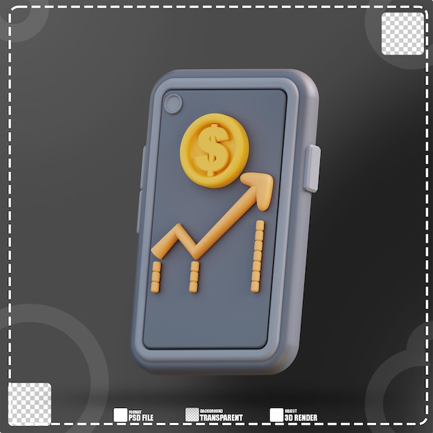 3d Illustration of a rising dollar check mobile phone 2