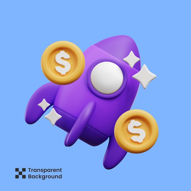 3d illustration of rocket money icon