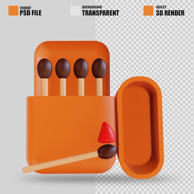 3D illustration safety match suitable for camping 2