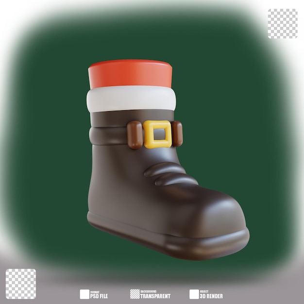 3d illustration of santa claus shoes 4