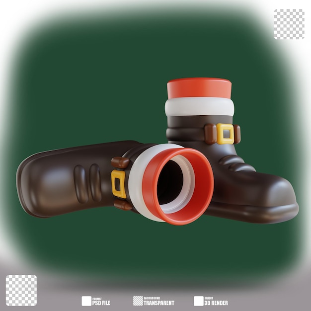 3d illustration of santa claus shoes