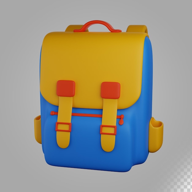 PSD 3d illustration school backpack