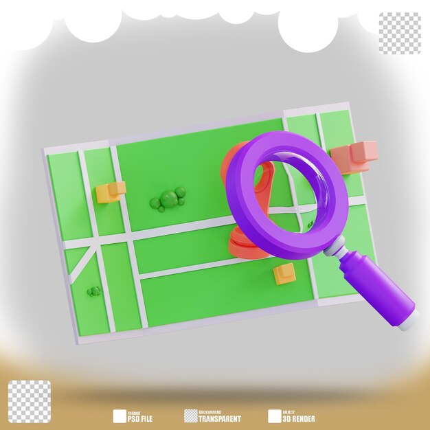 3d illustration of search location maps 2