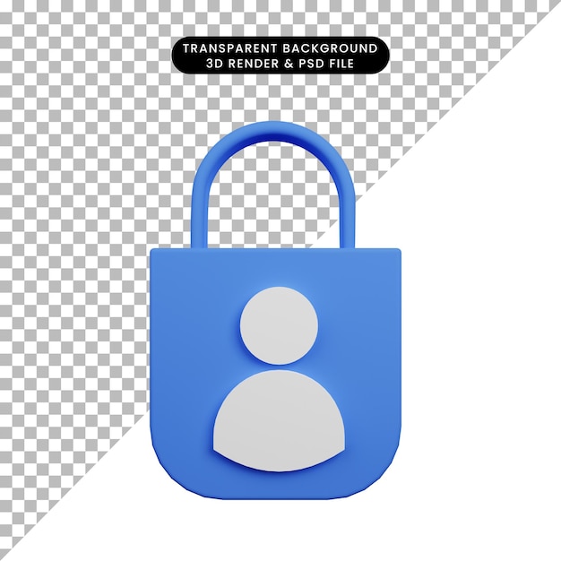 3d illustration of security concept padlock and people icon