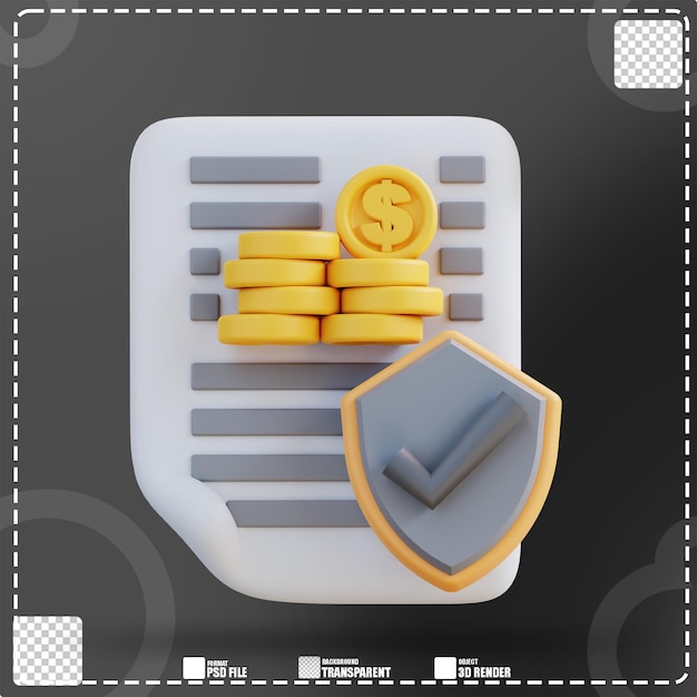 3d Illustration of security of financial document 2