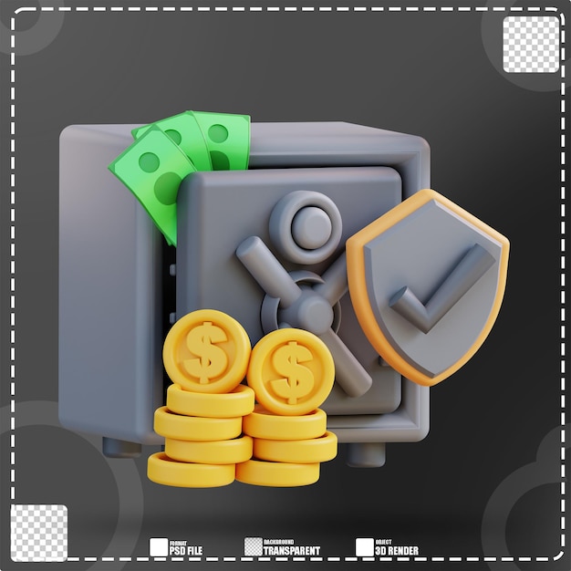 3d Illustration of security money deposit box 2