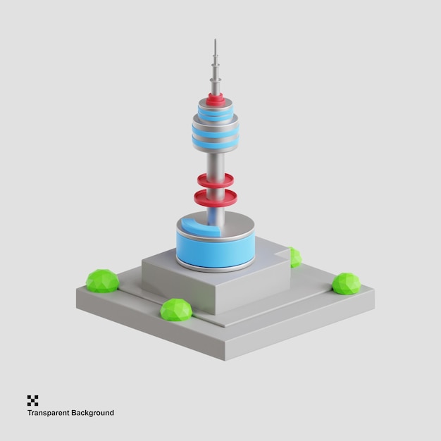 3D illustration of Seoul Tower landmark