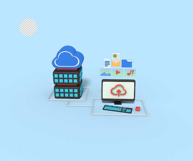 3d illustration of server cloud storage