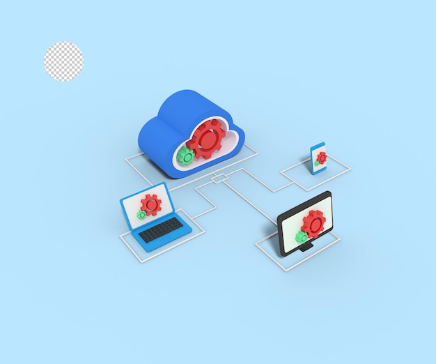 3d illustration of setting cloud storage