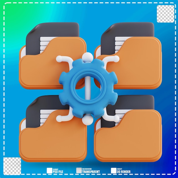 3D illustration of share settings folder management 3