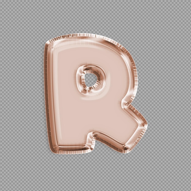 PSD 3d illustration of shiny pink and silver metal object with letter r on it in transparent background