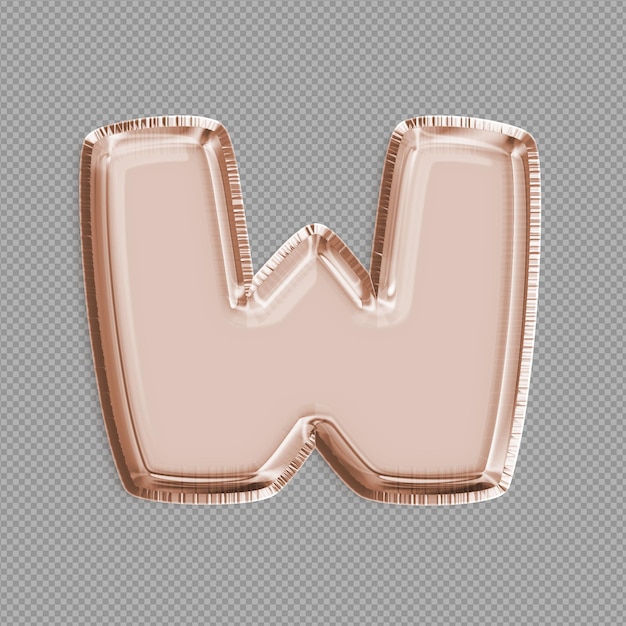 PSD 3d illustration of shiny pink and silver metal object with letter w on it in transparent background