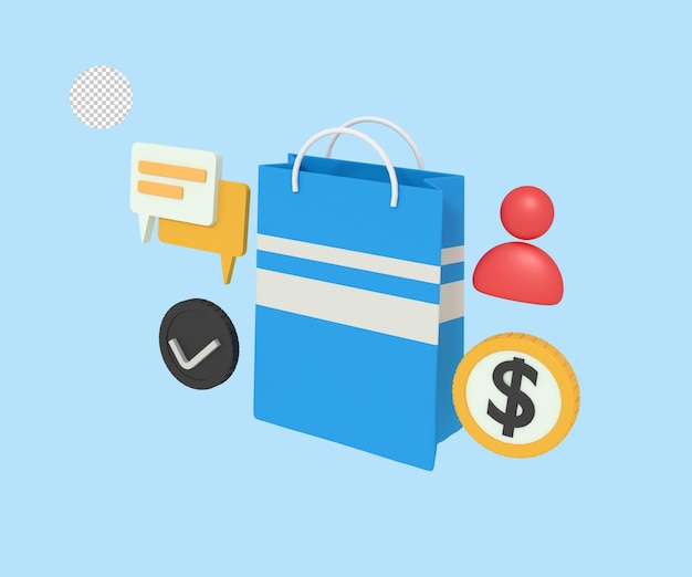 3d Illustration of shopping bag payment