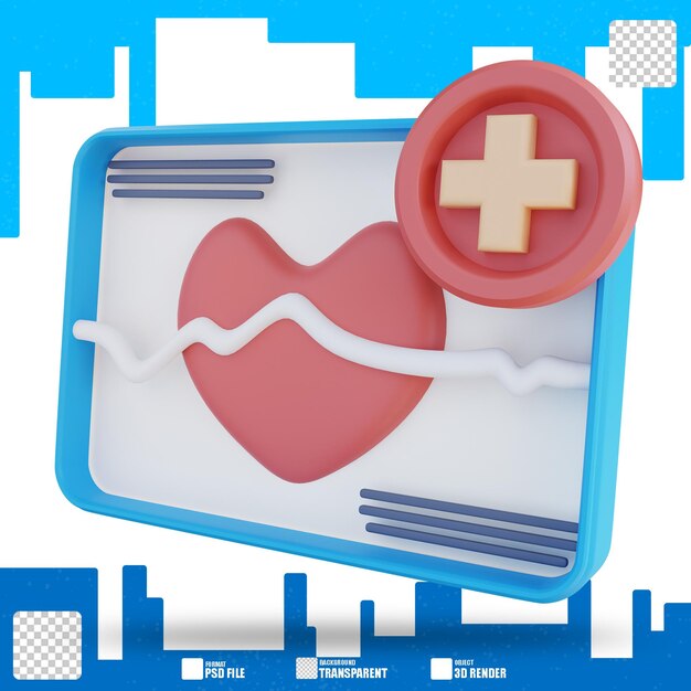 3d illustration showing heart health data 3