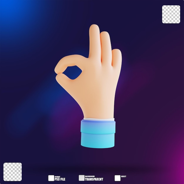 3D illustration showing ok hand gestures 2