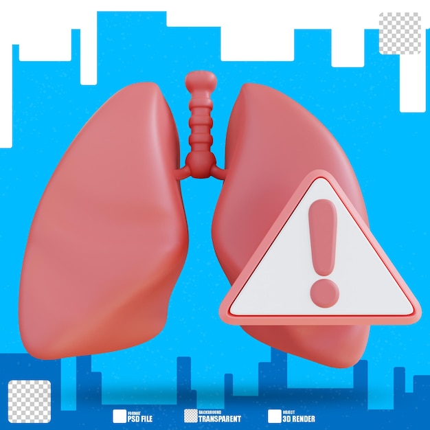 3d illustration sick lung notification 2