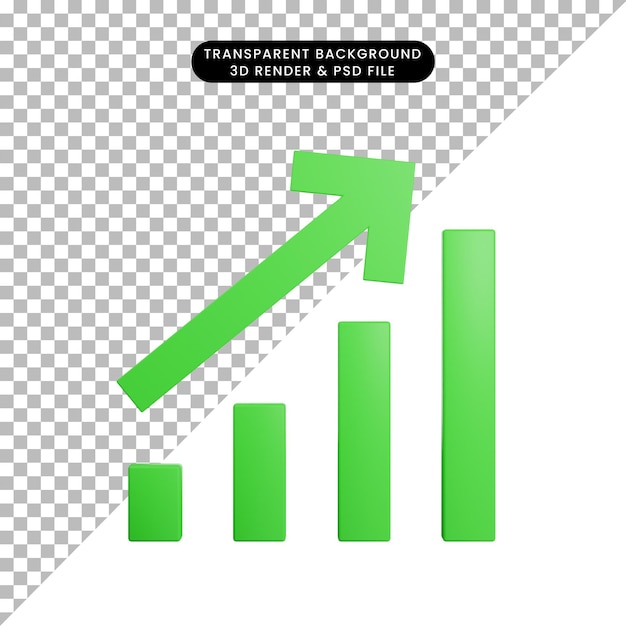 3d illustration of simple chart icon up