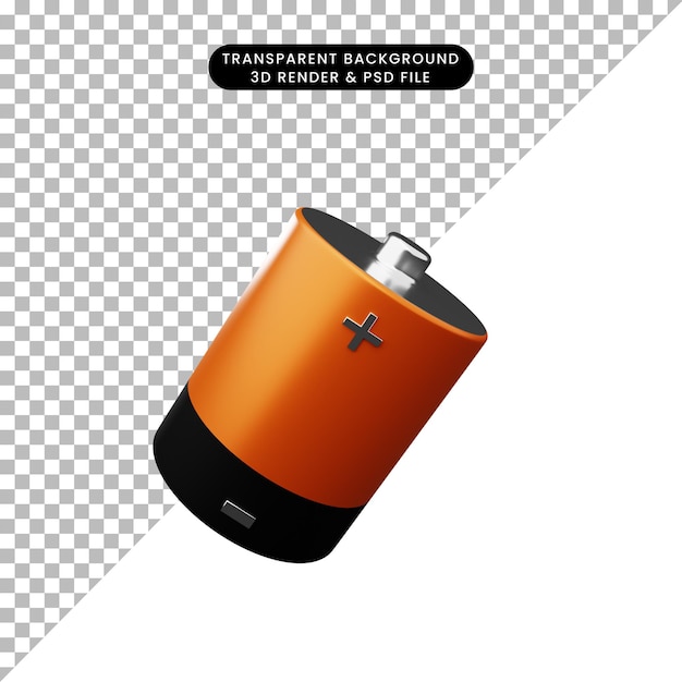 3d illustration of simple icon battery