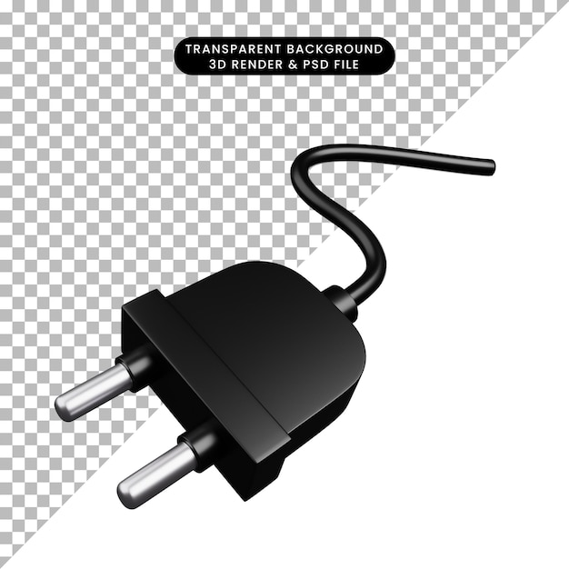 3d illustration of simple icon cable plug