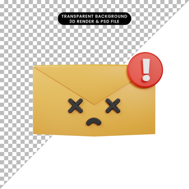 3d illustration of simple icon emoji knocked out email with envelope 3d render style