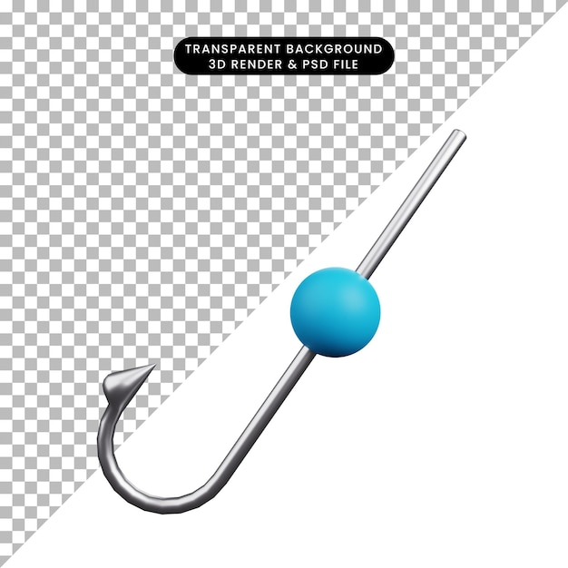 3d illustration of simple icon fishing hook