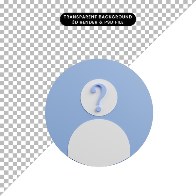 3d illustration of simple icon people icon with question mark