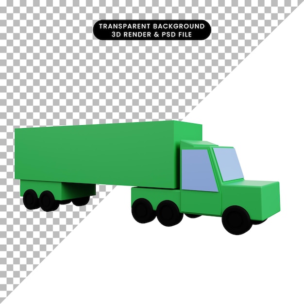 3d illustration simple icon transportation container truck