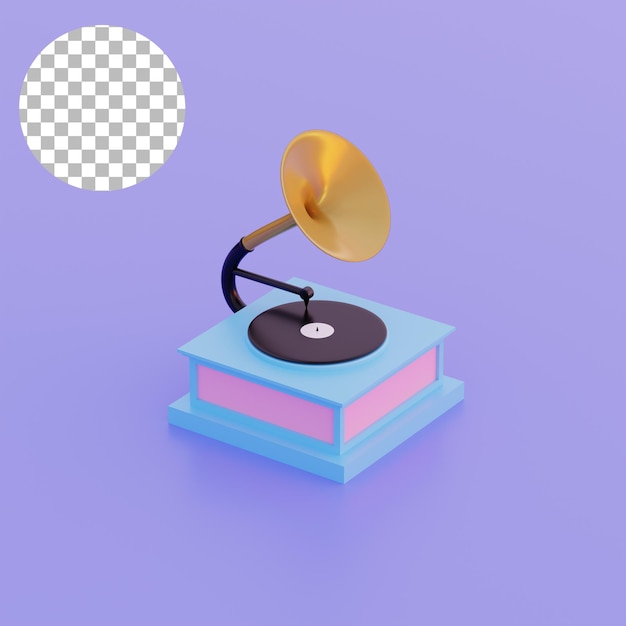 3d illustration of simple object gramophone