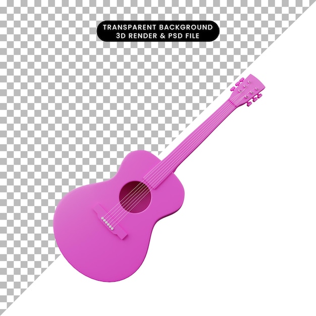 3d illustration of simple object musical instrument guitar