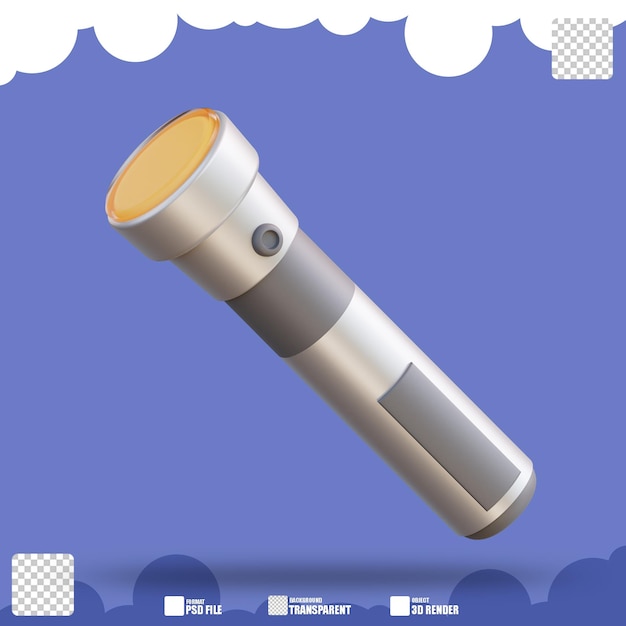 3d illustration of small flashlight 3