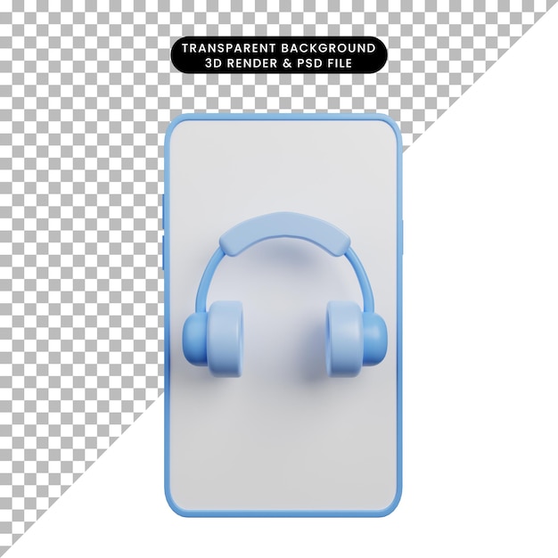 3d illustration of smartphone with headset