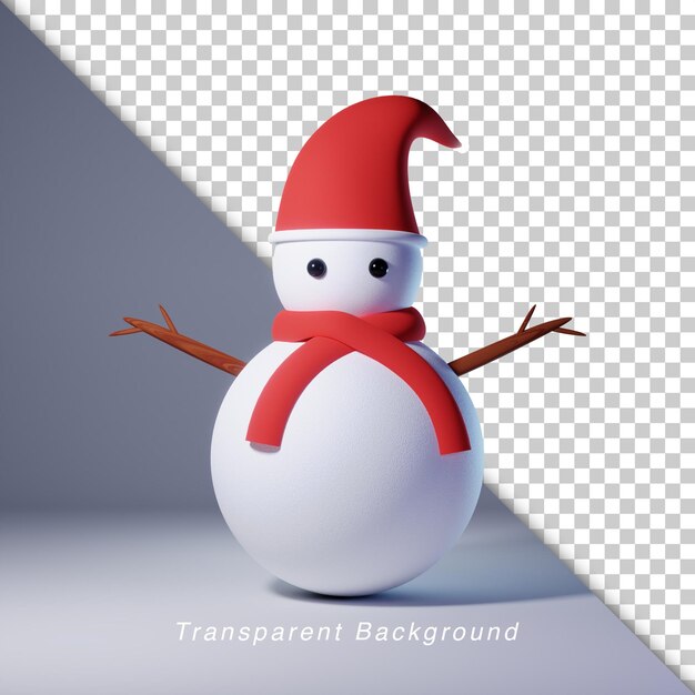 3D Illustration Snowman use red syal and christmas hat