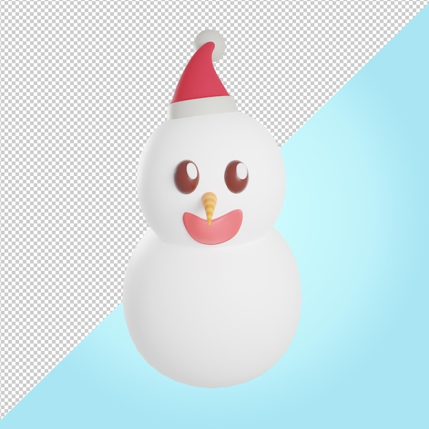 3d illustration of Snowman with christmas hat