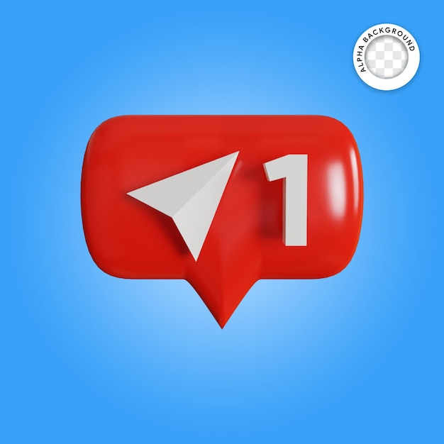 3D illustration social media notification 1 share