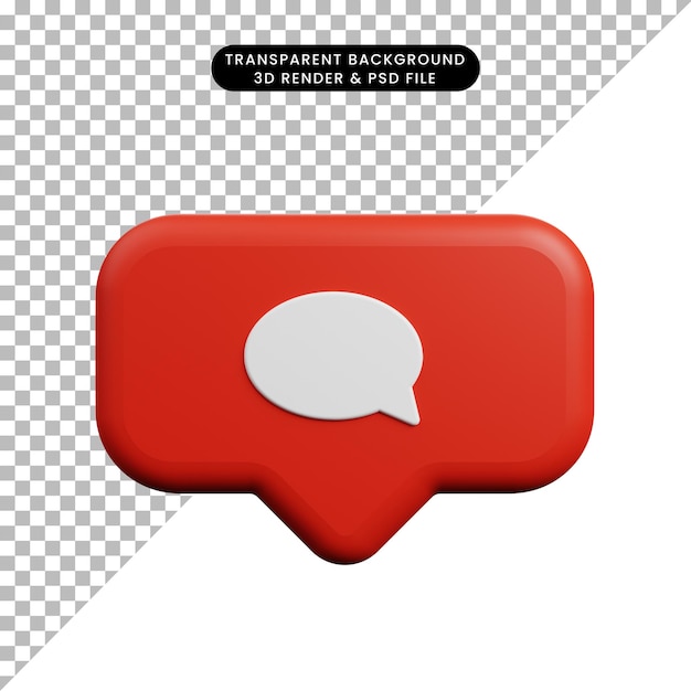 3d illustration of social media notification concept icon comment