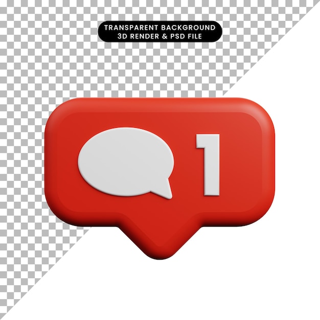 3d illustration of social media notification concept icon comment