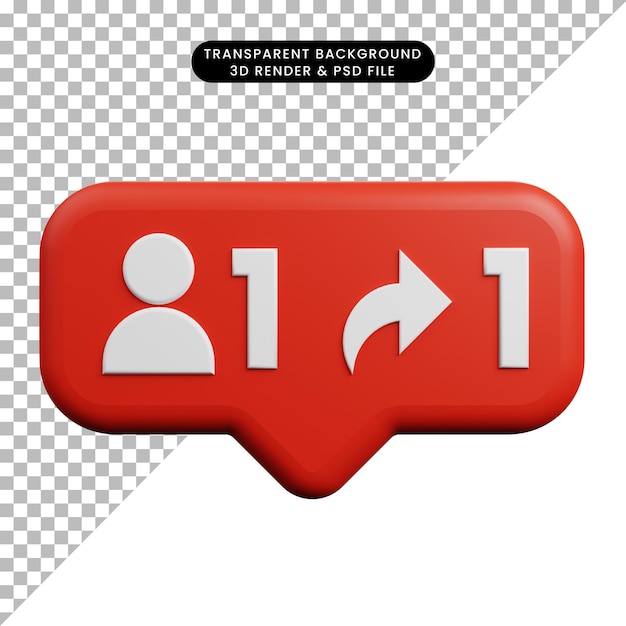 3d illustration of social media notification concept icon like