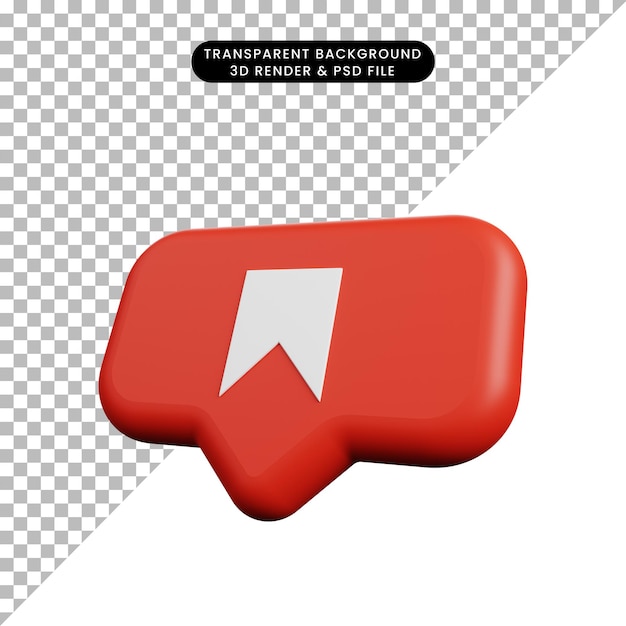 3d illustration of social media notification concept slightly tilted icon save