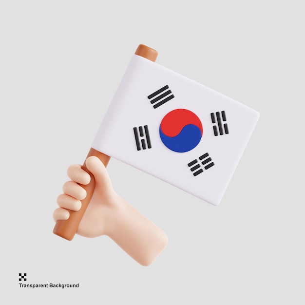 3D illustration of the South Korean national flag