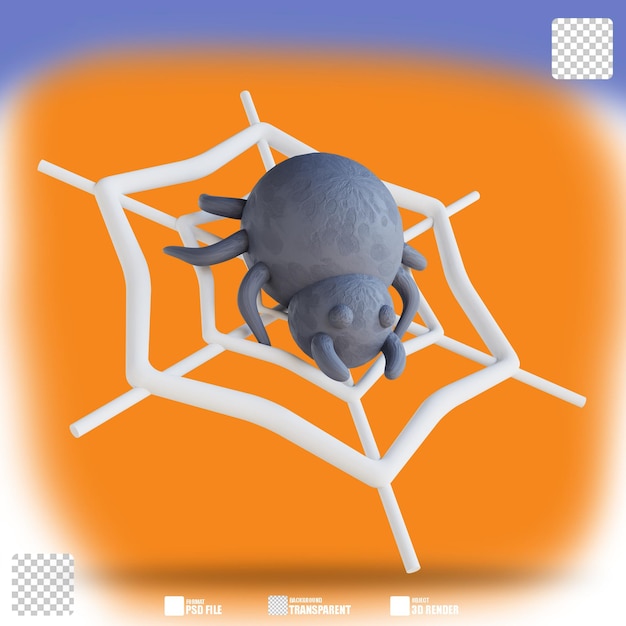 3d illustration spider in the web 2