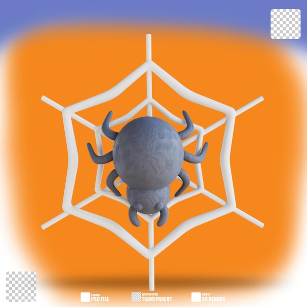 3d illustration spider in the web 3