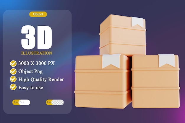 3D illustration stack of package boxes 4