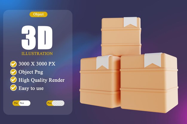 3D illustration stack of package boxes 6