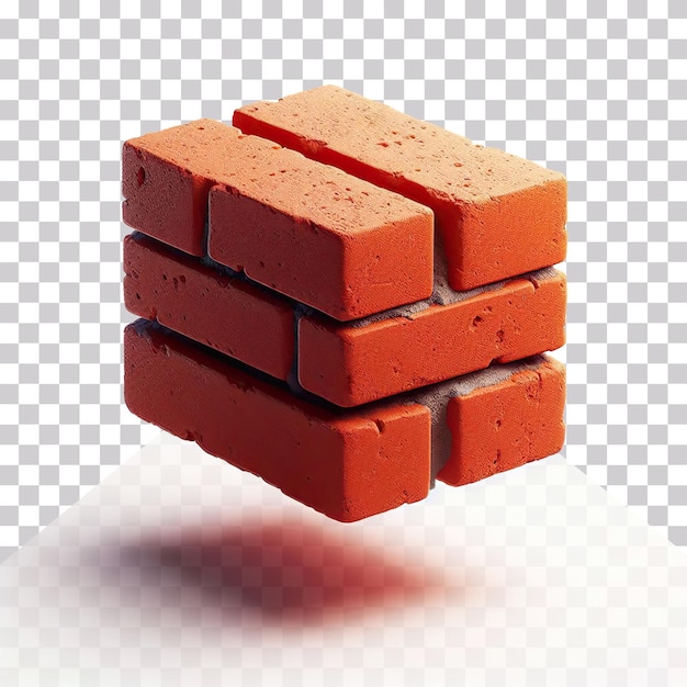 PSD 3d illustration of a stack of red bricks isolated on a transparent background