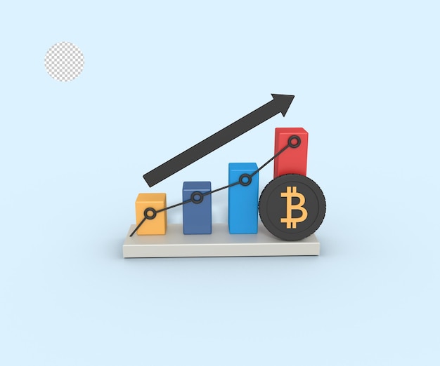 3d illustration of statistics bitcoin chart