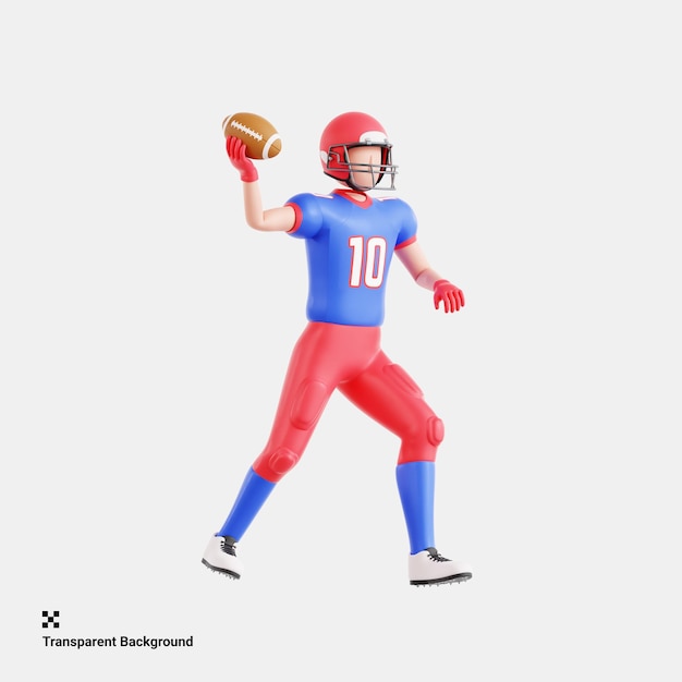 3D Illustration of Strategic Passing Play during American Football Game