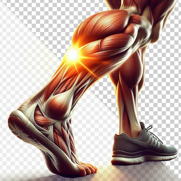 PSD 3d illustration of a strong human legs with detailed muscles isolated on a transparent background