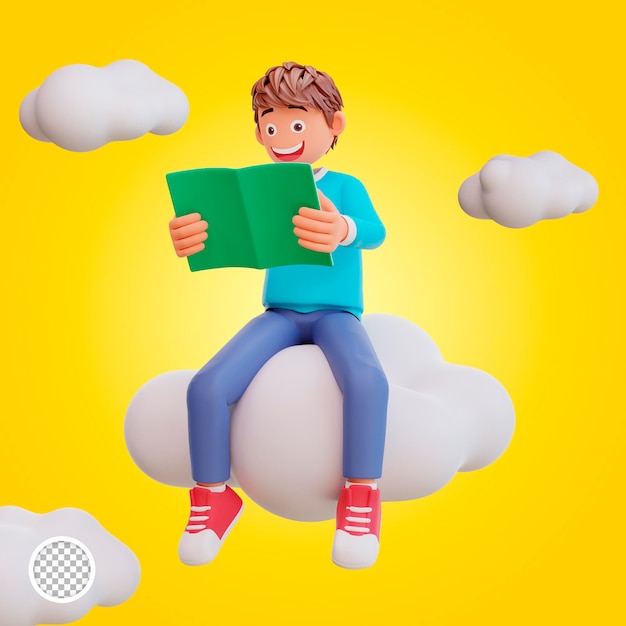 3d illustration student back to school and study in the sky