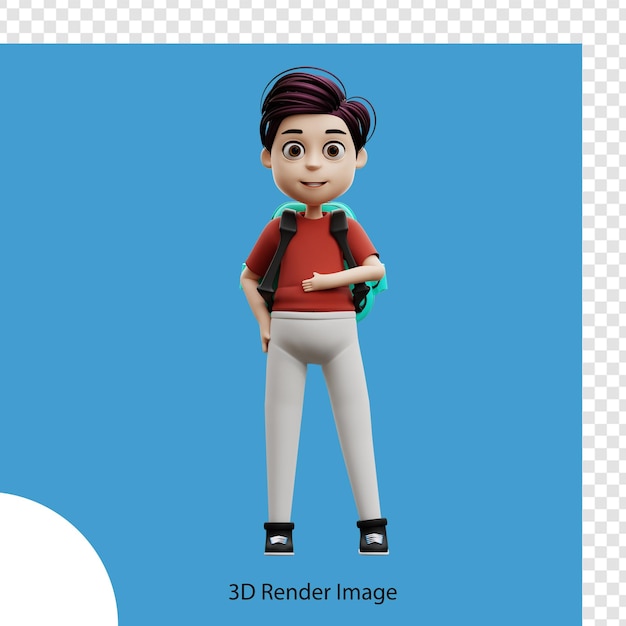 3d illustration student boy a happy